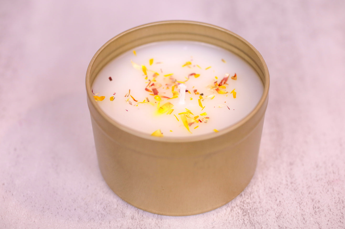 10 Private Label 8oz Gold Tin Coconut-Apricot Candle (Unlabeled)