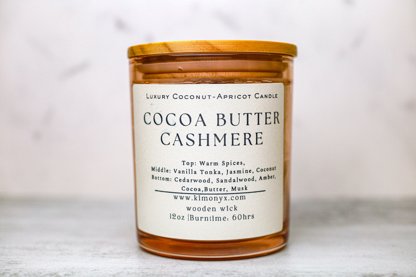 Cocoa Butter Cashmere – 12 oz Coconut Apricot Wax Candle (Topped with Dried Flowers) + Free Car Air Freshener