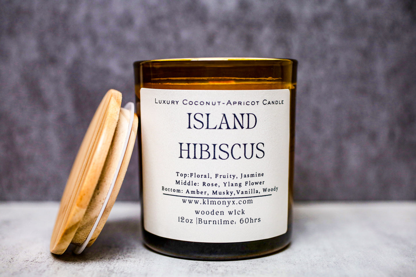 Island Hibiscus | Coconut-Apricot Candle 12oz (Topped with Dried Flowers) + Free Car Air Freshener