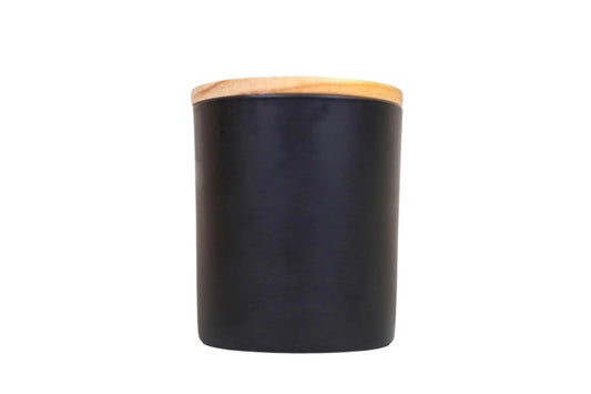 10 Private Label 8 oz Matte Black Coconut-Apricot Candles w/Lid (Unlabeled)