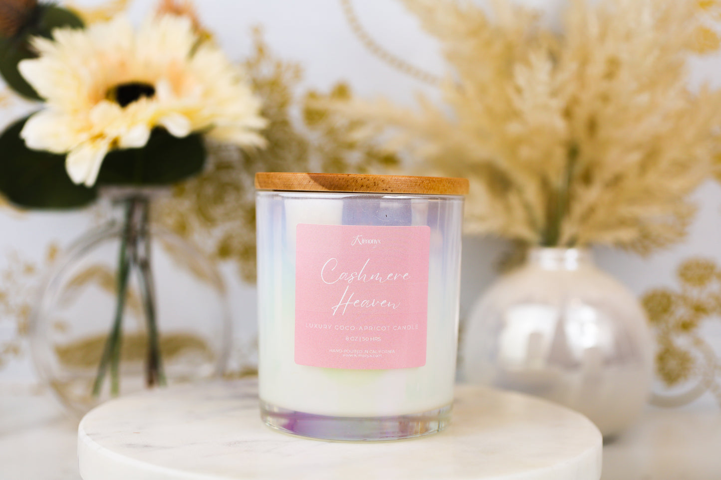 Cashmere Heaven  Glass Candle – 12oz & 8oz Coconut Apricot Wax