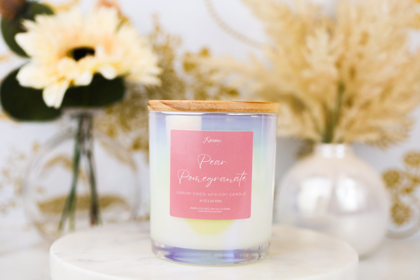 Pear Pomegranate Scented Glass Candle – 12oz & 8oz Coconut Apricot Wax