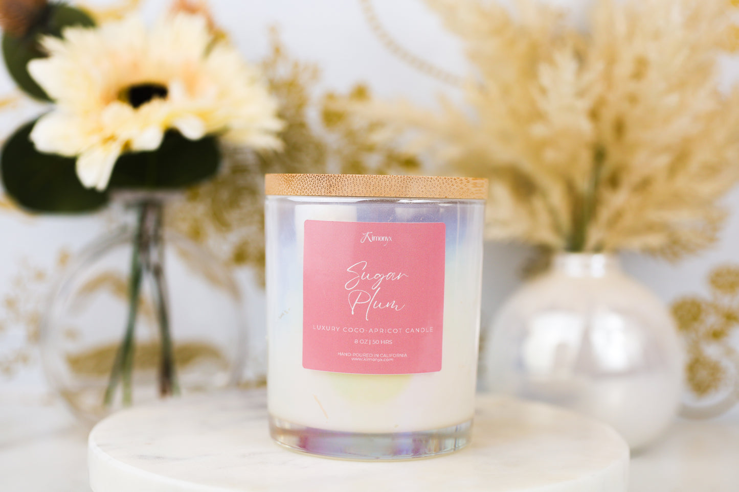 Sugar Plum Scented Glass Candle – 12oz & 8oz Coconut Apricot Wax