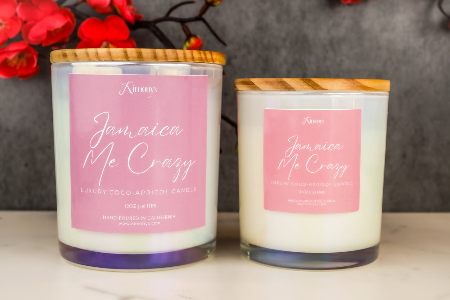 Jamaica Me Crazy Scented Glass Candle – 12oz & 8oz Coconut Apricot Wax