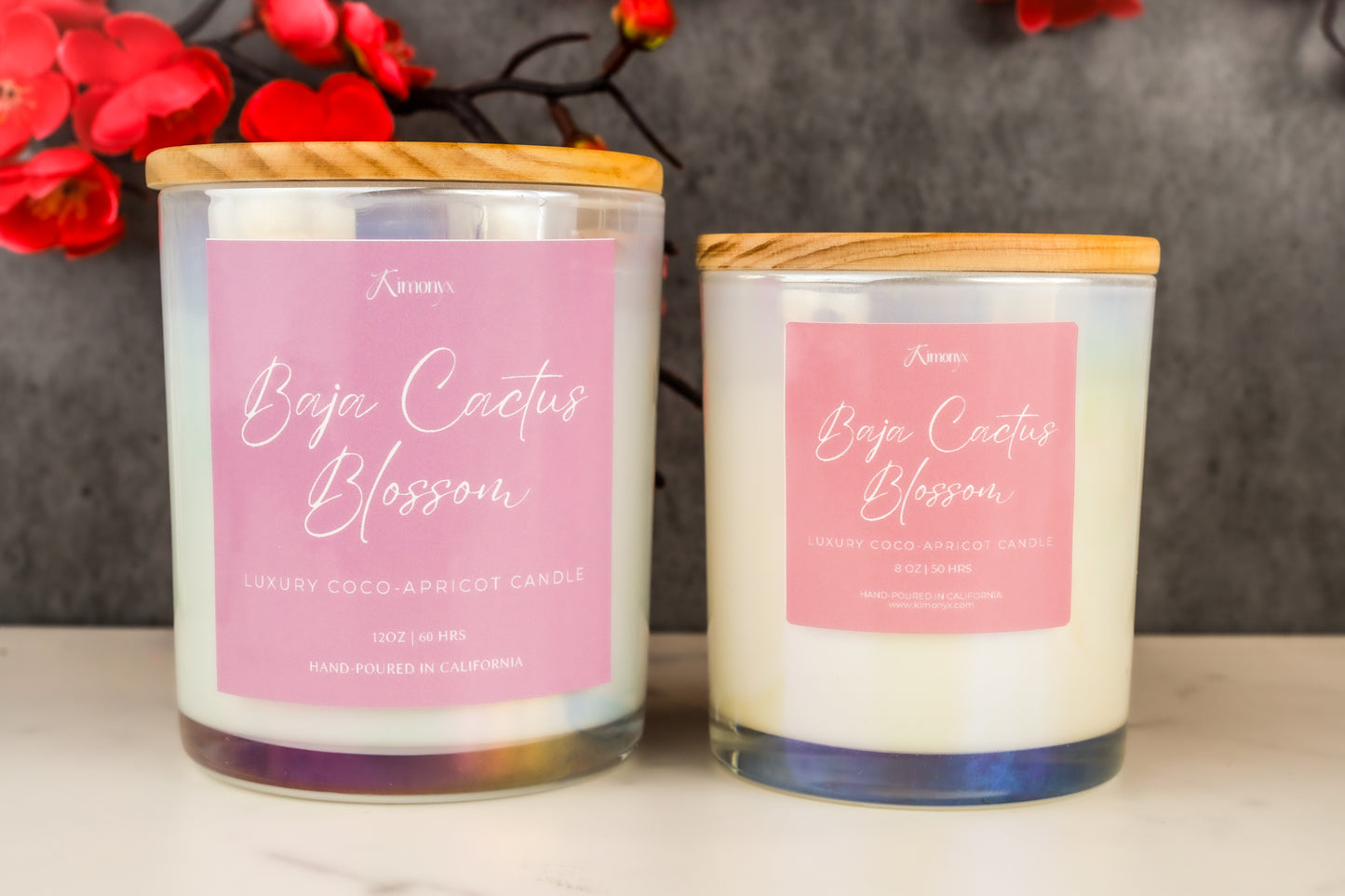 Baja Cactus Blossom Glass Candle – 12oz & 8oz Coconut Apricot Wax