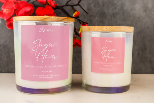 Sugar Plum Scented Glass Candle – 12oz & 8oz Coconut Apricot Wax