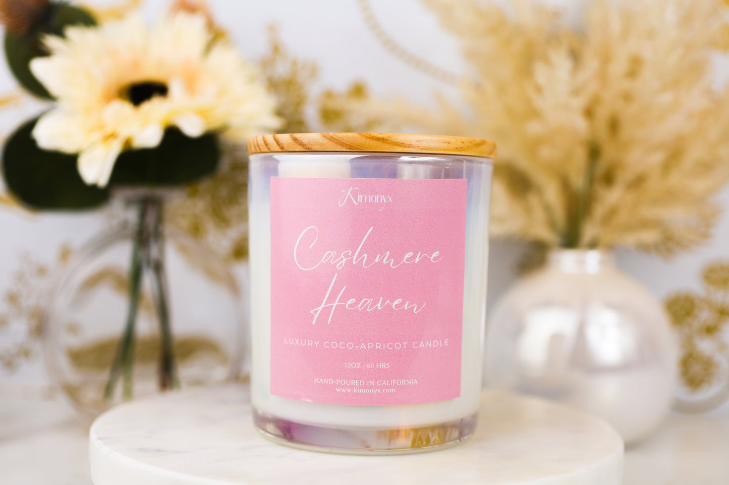 Cashmere Heaven  Glass Candle – 12oz & 8oz Coconut Apricot Wax