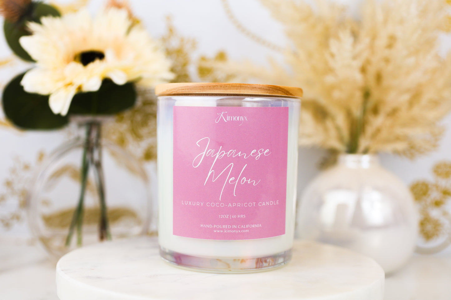 Japanese Melon Scented Glass Candle – 12oz & 8oz Coconut Apricot Wax