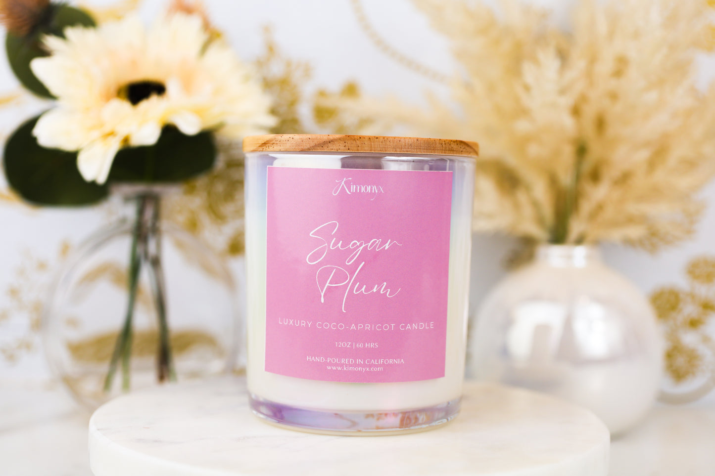 Sugar Plum Scented Glass Candle – 12oz & 8oz Coconut Apricot Wax