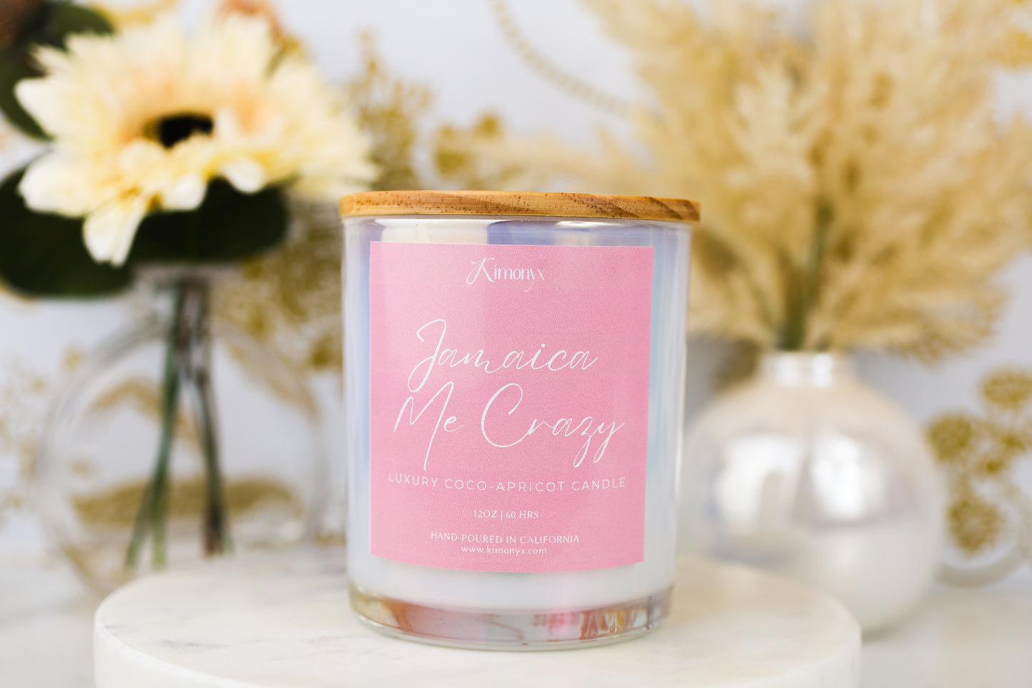 Jamaica Me Crazy Scented Glass Candle – 12oz & 8oz Coconut Apricot Wax