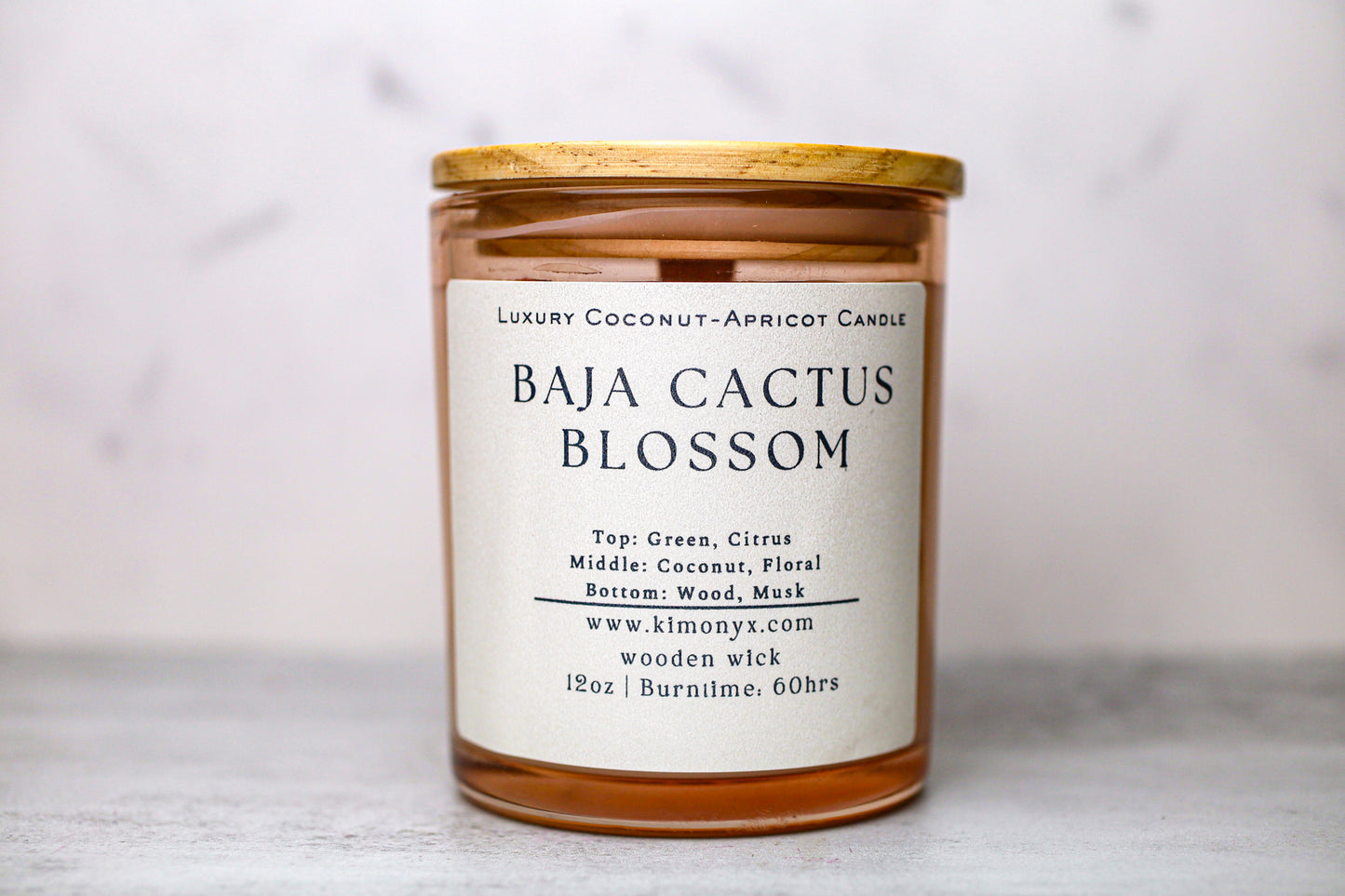 Baja Cactus Blossom | Coconut-Apricot Candle 12oz  (Topped with Dried Flowers) + Free Car Air Freshener