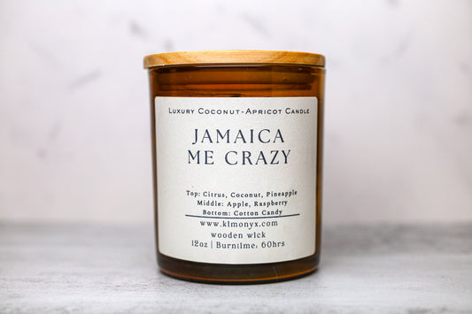 Jamaica Me Crazy – 12 oz Coconut Apricot Wax Candle (Topped with Dried Flower) + Free Car Air Freshener