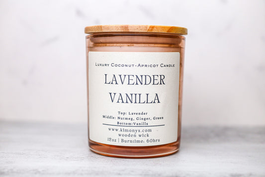 Lavender Vanilla – 12 oz Coconut Apricot Wax Candle (Topped with Dried Flowers) + Free Car Diffuser