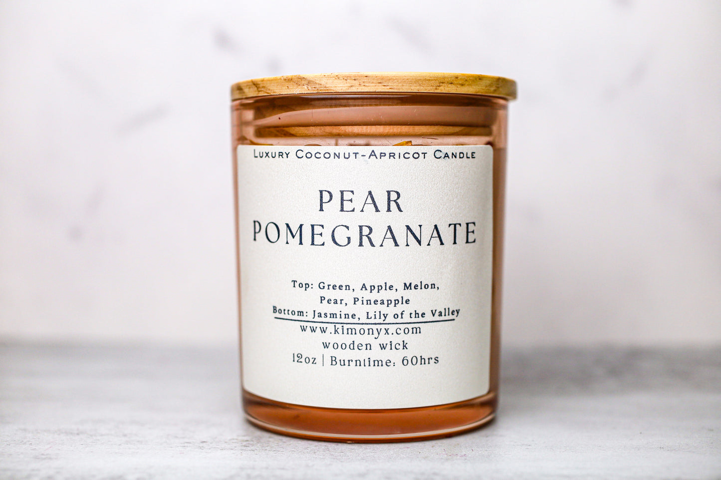 Pear Pomegranate – 12 oz Coconut Apricot Wax Candle (Topped with Dried Flowers) + Free Car Air Freshener
