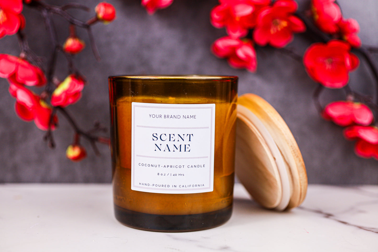8oz Amber Coconut-Apricot Candles - 10 pack