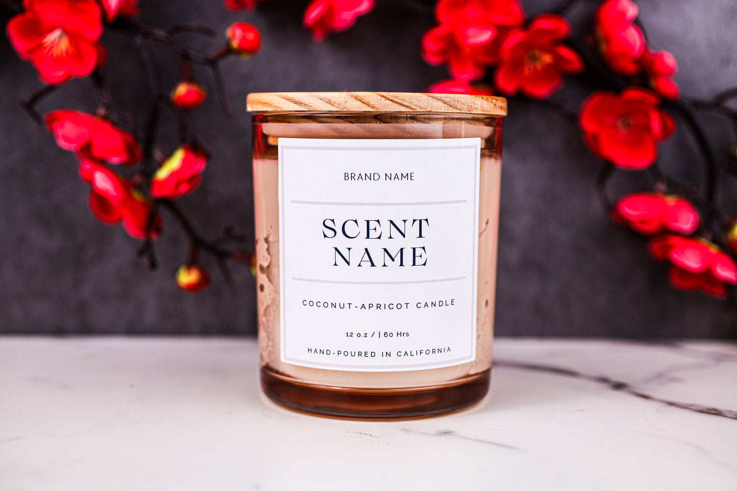 12oz Rose Coconut-Apricot Candles- 10 pack