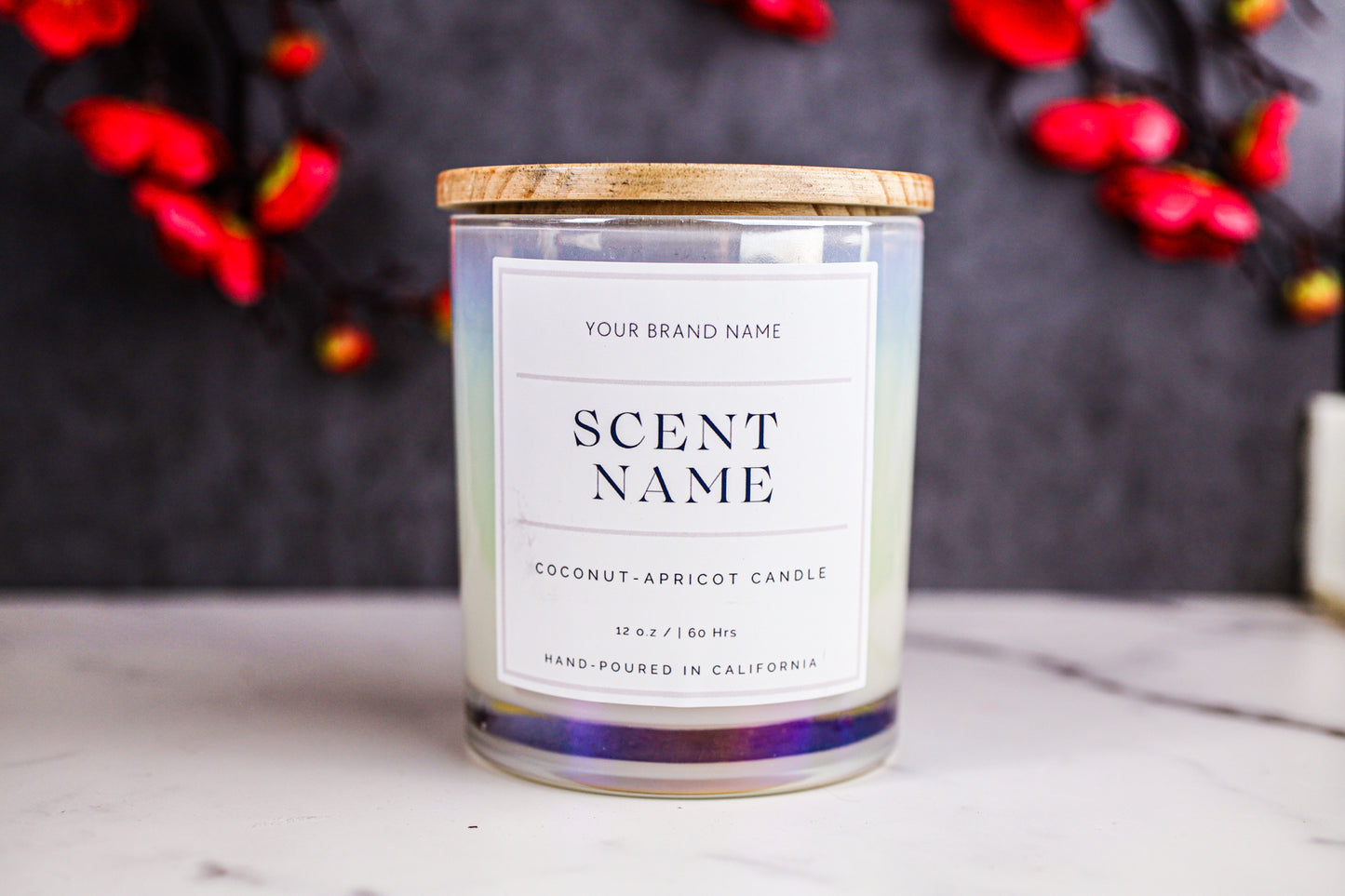 12oz Iridescent Coconut-Apricot Candles - 10 pack